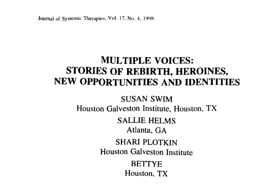 Multiple Voices: Stories of Rebirth, Heroines, New Opportunities and Identities (1998)